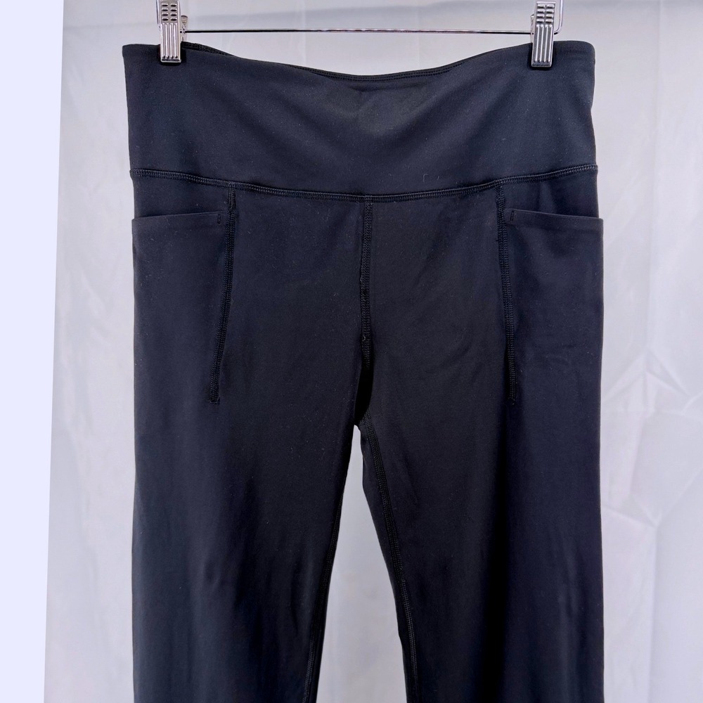 GapFit Womens Black High Rise Flare Leggings Side Pockets Size L Athletic Pants - Picture 3 of 9